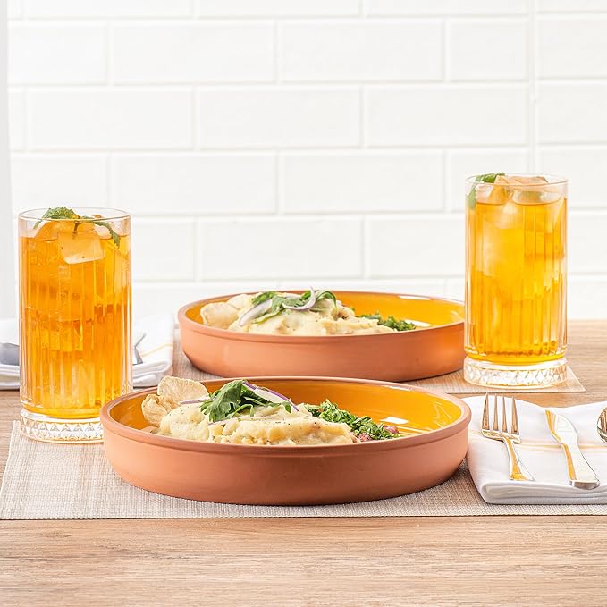 Restaurantware-Terra Tek 34 Ounce Terracotta Cazuelas, 2 Yellow Glazed Clay Pots For Cooking - Oven-Ready, Microwavable, Terracotta Serving Pots, Dishwashable, For Cooking And Serving