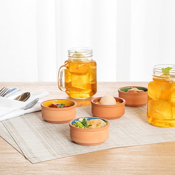 Restaurantware Terracotta Cazuela Bowls 2 Pack of 3 oz Durable Rustic Serving Dish Glazed Oven-Safe Bowl Freezer-Safe Tapas Dish Microwave-Safe Dishwasher-Safe
