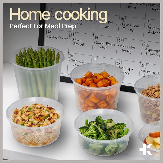 Plastic Deli Containers with Lids 16 oz (Pack of 50) – Leak-Proof, BPA-Free Food Storage Containers for Soup, Slime & Meal Prep, Stackable, Microwave, Dishwasher Safe, Reusable Clear Plastic