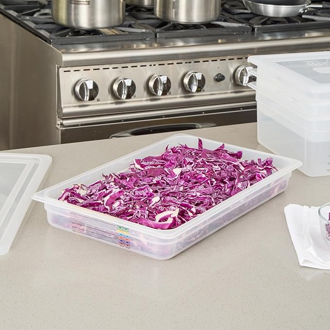 Restaurantware Food Storage Container 10 Pack of 20.7 x 12.6 x 2.5 Inches Plastic Stackable Storage Box White Reusable Label Container Dishwasher Safe For Restaurants And Kitchens