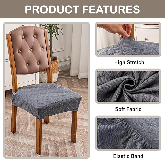 Genina Waterproof Seat Covers for Chairs Seat Covers for Dining Room Chair Slipcovers Kitchen Chair Covers Dining Chair Covers