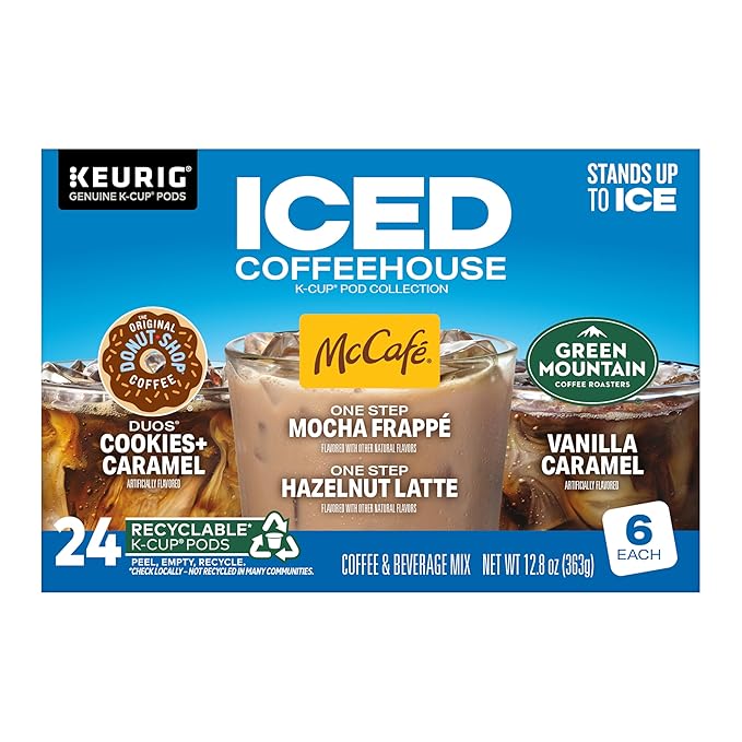 The Original Donut Shop® K-Cup Iced Duos Cookies and Caramel Coffee - Compatible with Keurig Brewer - Medium - 24 / Box