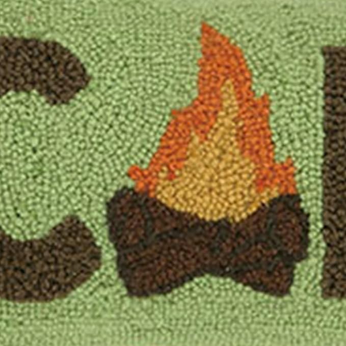 Camp Marshmallow Wool Hook Pillow for Lake House or Cabin by The Pillow Shoppe, 9x18 Oblong