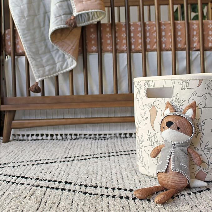 Crane Baby Fabric Round Nursery Storage Basket, Toy Storage, Woodland Nursery Decor, 13"x12", Toy Basket, Baby Storage Organizer, Toy Organizers and Storage Bins, Baby Organizers and Storage, Toy Bins