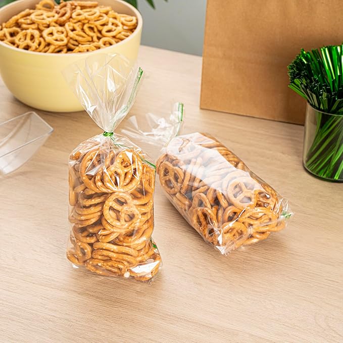 Resturantware Plastic Gusset Bags 100 Count 3 3/4" x 1 1/4" x 12" Wicker Dispensing Bottom Gusset Clear Plastic Bags Heat Sealable For Sourdough Bread Cookies Pastries For Home Bakers And Bakeries