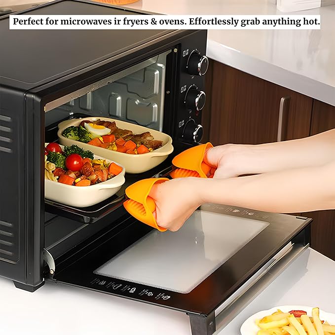1 Pair Gray,Mini Silicone Oven Gloves, Mini Finger Protector Pot Holder for Kitchen,Cooking,Baking,BBQHeat Resistant Gloves，can be Washed in The Dishwasher