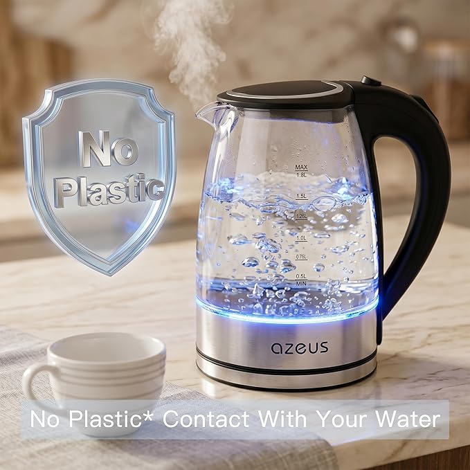 Azeus 1.8L Electric Kettle CX-817 - Fast Boil, Auto Shut-Off, Boil-Dry Protection, 360° Swivel Base - Stainless Steel Water Boiler for Tea, Coffee, and Hot Water