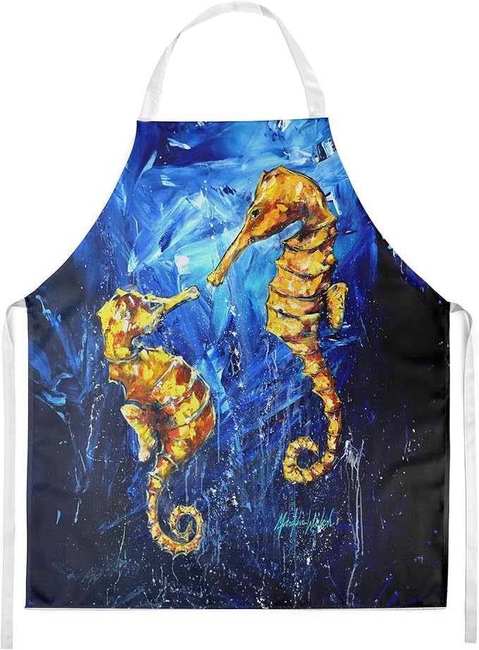 Caroline's Treasures Seahorses Two To Tango Apron Cooking Kitchen Server Baking Crafts Gardening for Adult Women Men, Unisex, Large, Multicolor