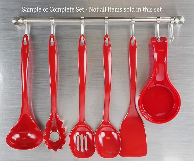 Reston Lloyd 100% Melamine Kitchen Utensil Set, Non Scratching Ladle, Spoon, Slotted Spoon & Spatula, Easy To Hold, Set of 4, Red