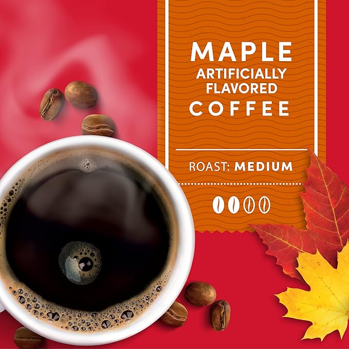 Tim Hortons Maple Flavored Coffee, Single-Serve K-Cup Pods Compatible with Keurig Brewers, 72ct K-Cups, Red, 12 Count (Pack of 6)