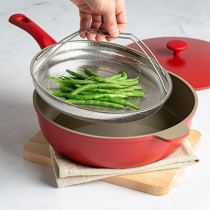Goodful All-In-One Pan Steamer Basket, Premium Stainless Steel Construction, Dishwasher Safe, Perfect for Steaming Vegetables, Full Handle for Easy Use