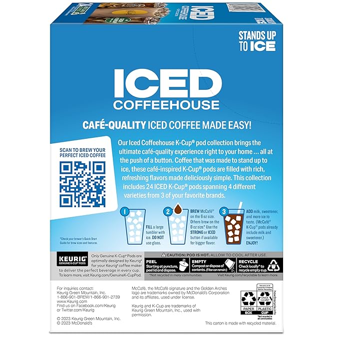 The Original Donut Shop® K-Cup Iced Duos Cookies and Caramel Coffee - Compatible with Keurig Brewer - Medium - 24 / Box