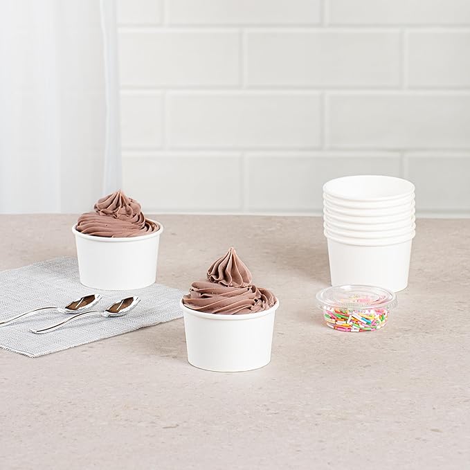 Restaurantware White 3 Count To Go Cup Disposable 3 x 3 x 1.8 Inches Paper Mini Cup Grease-Resistant Cup Recyclable Durable Design