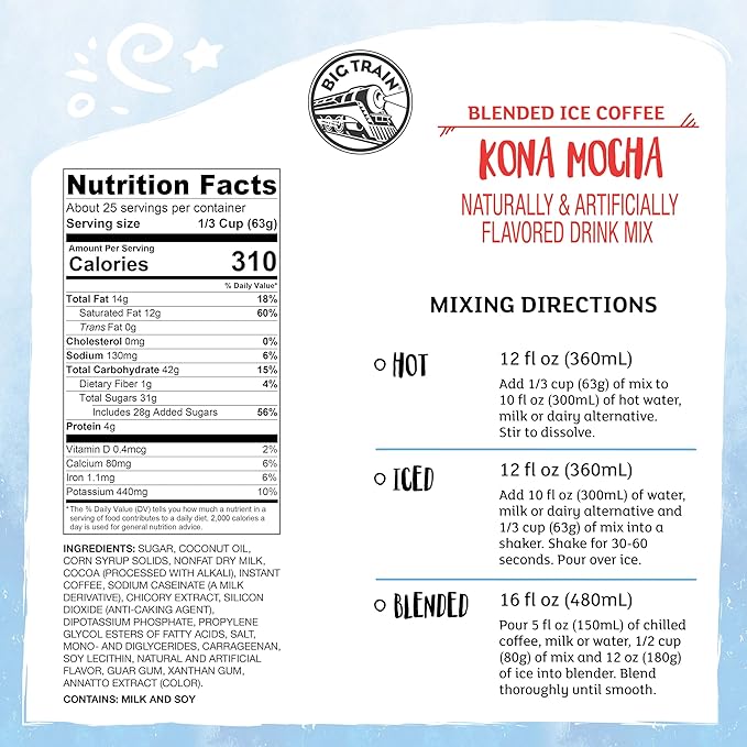 Big Train Kona Mocha Blended Ice Coffee Beverage Mix, 3.5 Pound (Pack of 1)