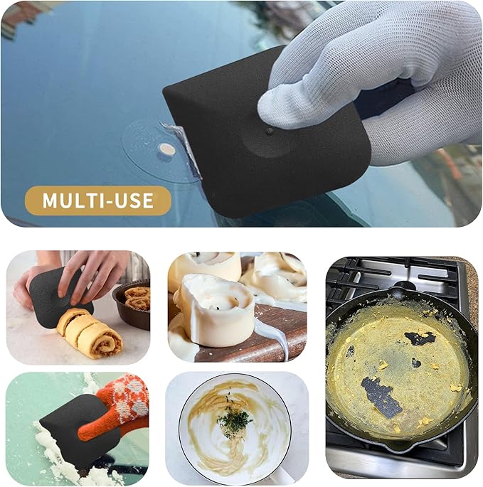 Herda Pan Scraper Pot Scraper Plastic Kitchen Scraper Tool, 5pcs Food Scraper Dish Scraper Hard Nylon Platic Cleaning Scraper Tool for Kitchen Pan, Pot, Cast Iron (Black)