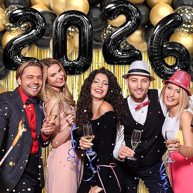 16 Inch 2026 Balloons Black, Number Balloons 16 Inch, New Years Balloons for 2026 New Years Graduation Decorations Home Office Decoration