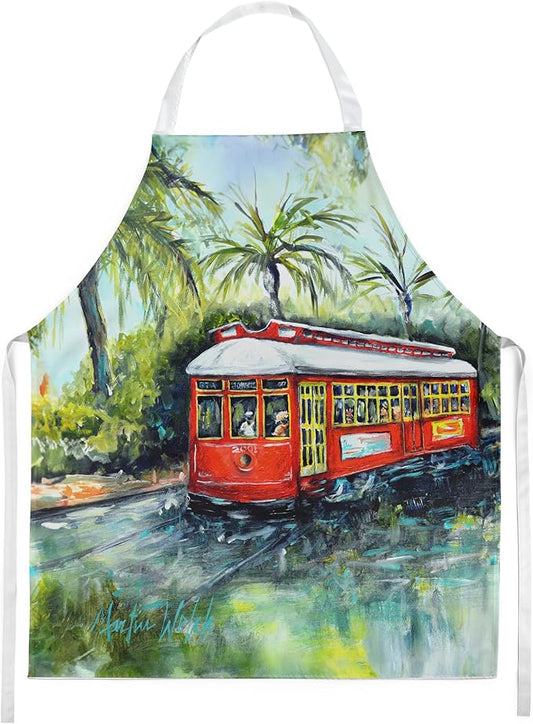 Caroline's Treasures Little Red Street Car Apron Cooking Kitchen Server Baking Crafts Gardening for Adult Women Men, Unisex, Large, Multicolor