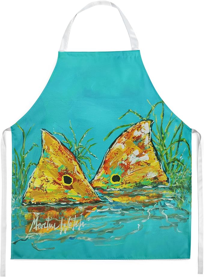 Caroline's Treasures Side By Side Red Fish Apron Cooking Kitchen Server Baking Crafts Gardening for Adult Women Men, Unisex, Large, Multicolor