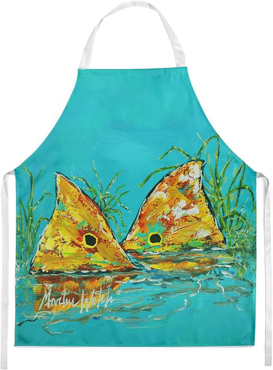 Caroline's Treasures Side By Side Red Fish Apron Cooking Kitchen Server Baking Crafts Gardening for Adult Women Men, Unisex, Large, Multicolor