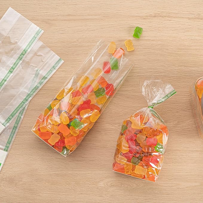 Resturantware Plastic Gusset Bags 100 Count 3" x 2" x 8" Wicker Dispensing Bottom Gusset Clear Plastic Bags Heat Sealable For Sourdough Bread Cookies Pastries Rolls For Home Bakers And Bakeries