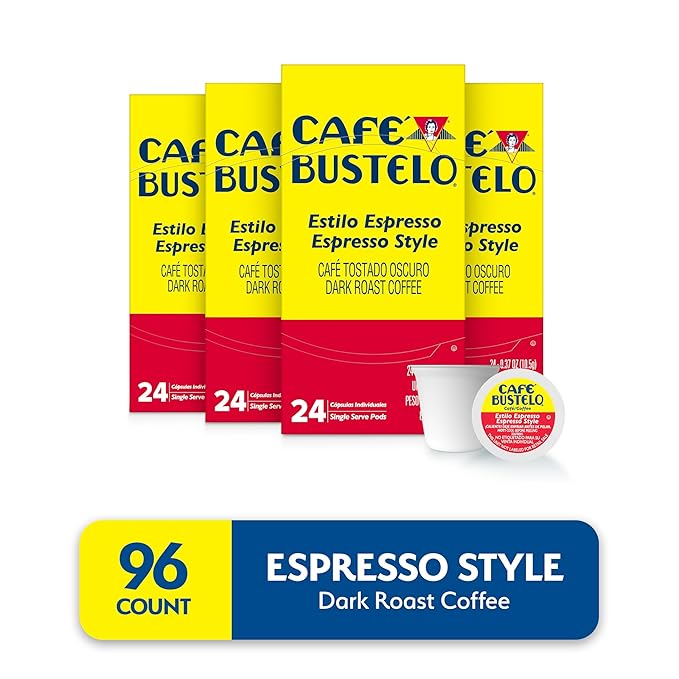 Café Bustelo Espresso Style Dark Roast, Single Serve Coffee Pods, 24 Count (Pack of 4)