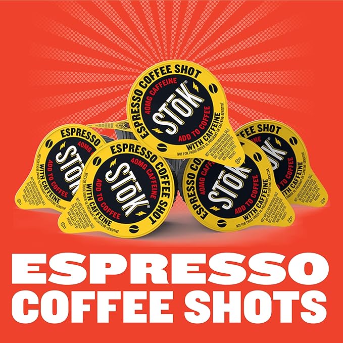 SToK Espresso Coffee Shots, Black, Unsweetened, Dark Roast Coffee, Ready to Drink, Use for Lattes, Americanos, 13 ML Pods, 264 Count