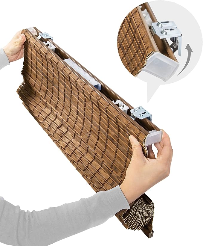 CHICOLOGY Bamboo Roman Shade, Cordless Light Filtering Woven Wood Window Treatment for Living Room, Dining Room, Kitchen & Office, Natural Bamboo Blinds for Boho Coastal Decor, Pinecone, 23"W x 64"H