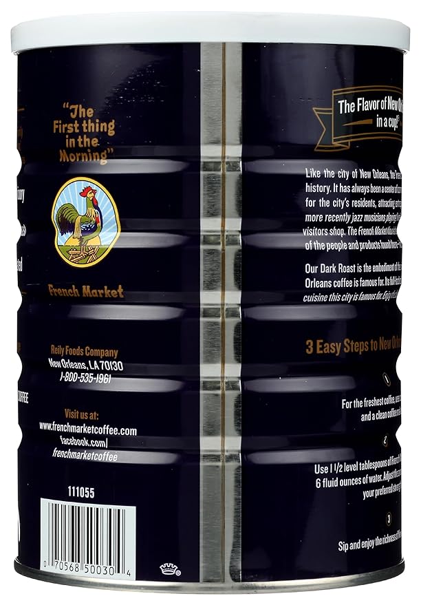 French Market Coffee & Chicory Restaurant Blend Dark Roast Ground Coffee, 12oz Can (Pack of 1)