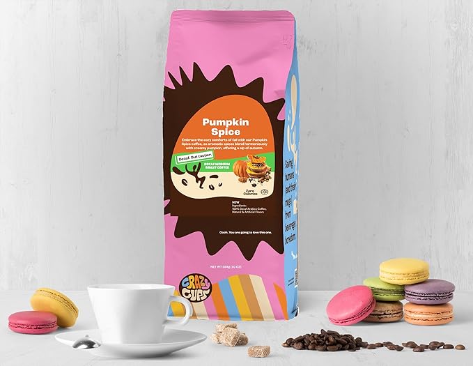 Crazy Cups Decaf Flavored Coffee, Decaffeinated Pumpkin Spice Coffee,Enjoy Hot or Iced, 10oz (Pack of 2)