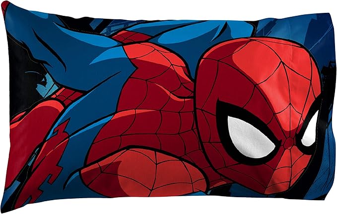 Jay Franco Kids Sheet Set with Fitted, Flat Sheets & Pillow Cover - Ultra-Soft Bedding with Pillowcase for Room Decor, White - Spiderman, 4 Piece Full