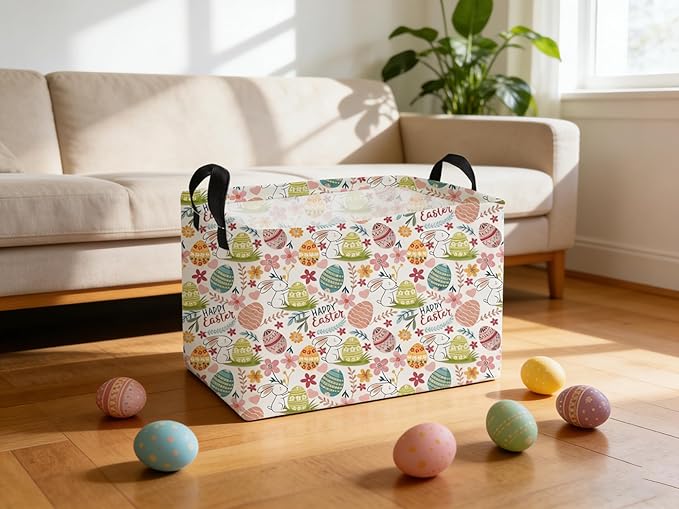 Essme Rectangular Easter Basket,Kids Baskets Empty with Handles,Cute Baskets for Kids Room Decor,Boys and Girls, Gift Basket