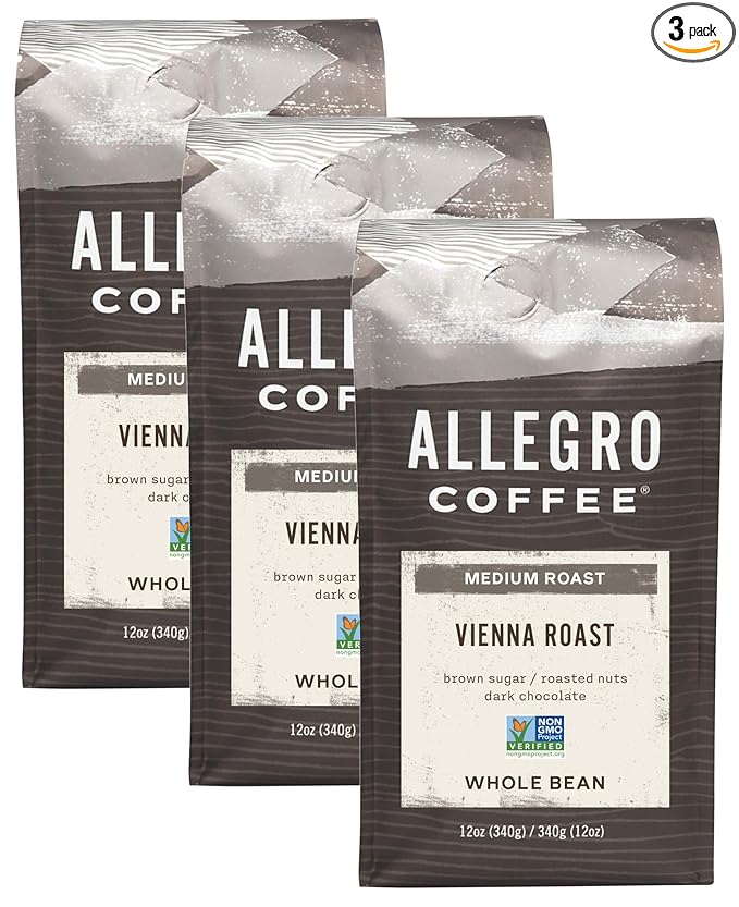 Allegro Coffee Vienna Roast Whole Bean Coffee, 12 oz (Pack of 3)