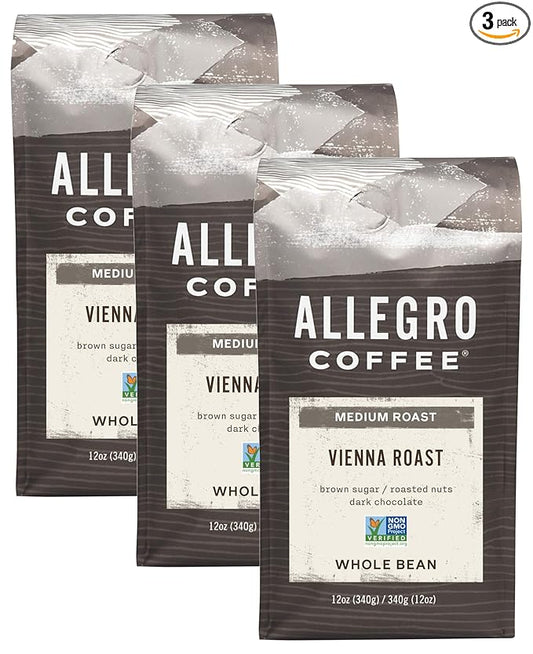 Allegro Coffee Vienna Roast Whole Bean Coffee, 12 oz (Pack of 3)