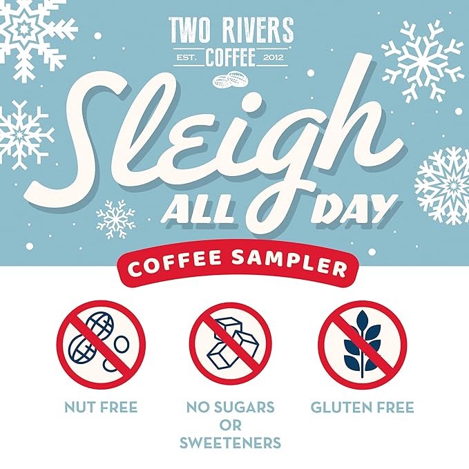 Two Rivers Coffee Sleigh All Day Holiday Coffee Pods Compatible with Keurig K Cup Brewers, Assorted Coffee Sampler, 40 Count (Pack of 1)