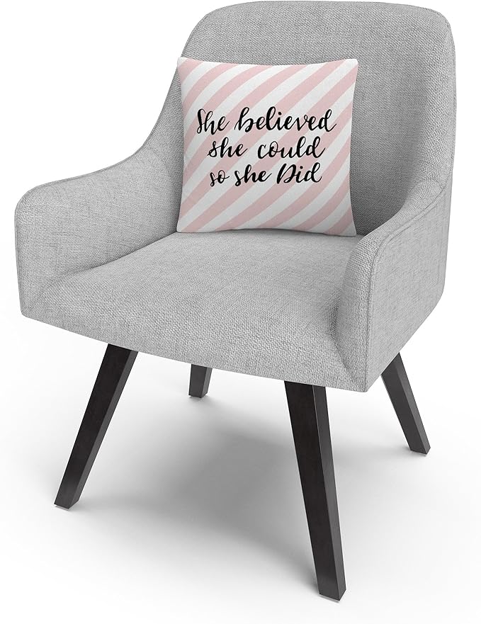Trademark Fine Art ABC 'She Believed She Could Pink' 16" X 16" Decorative Throw Pillow