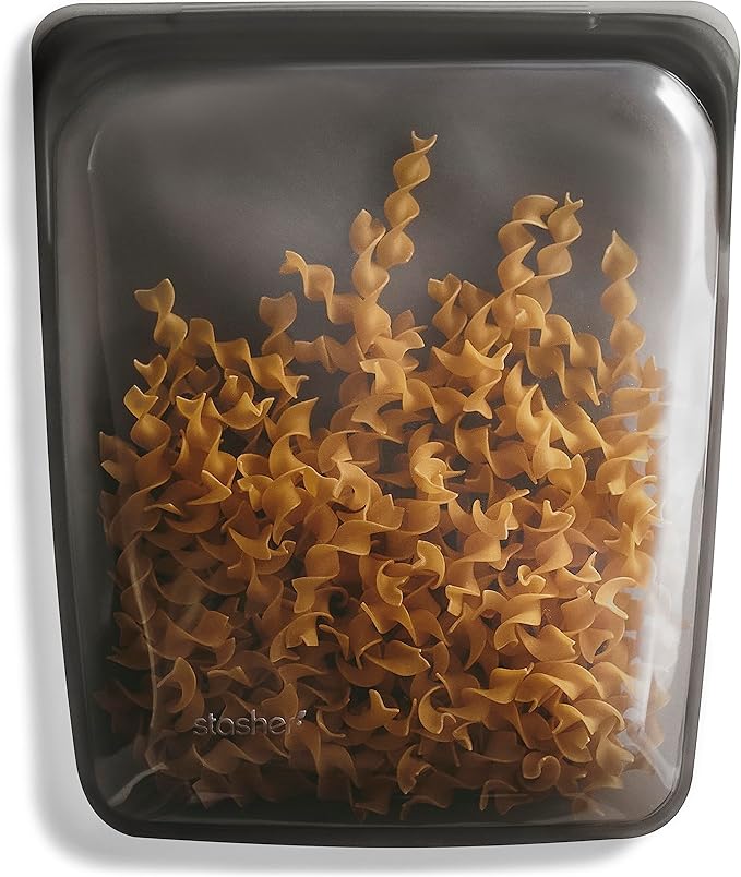 Stasher Silicone Reusable Storage Bag, Half Gallon Bag, Reusable Freezer Bags, Microwave, Dishwasher, Oven Safe, Sous Vide, Premium Lunch Container, Eco Friendly, Food Storage Bags, 64 oz, Black | Reusable Food Bag