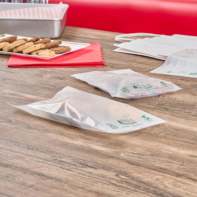 Restaurantware Food Storage Bags 100 Count 7 x 5 Inches Translucent Adhesive Bags Plastic Reusable Translucent for Cold Food Storage