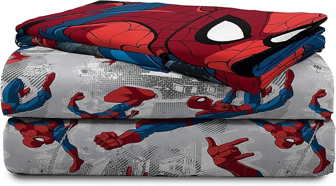 Jay Franco Marvel Spiderman Burst Throw 5-Piece Bundle-Includes Throw, Sheet Set