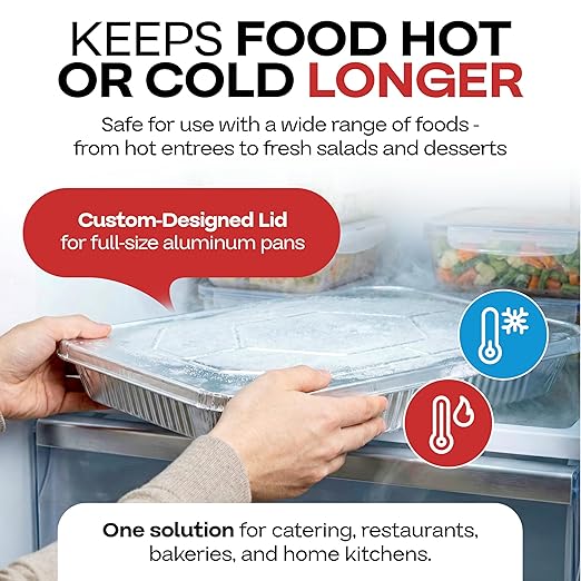 IDL Packaging Aluminum Foil Lids for Full Size Aluminum Steam Table Pans - 21" x 13" (pack of 25) - Disposable Cover for Aluminum Grill Pans - Oven & Freezer Safe - Durable Top for Aluminum Foil Pan