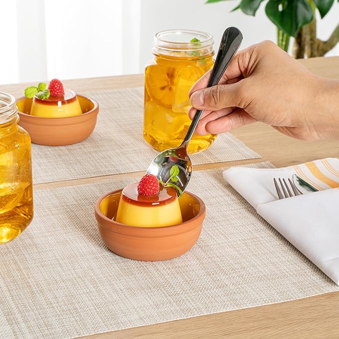 Restaurantware-Terra Tek 5.1 Ounce Terracotta Cazuelas, 2 Yellow Glazed Clay Pots For Cooking - Oven-Ready, Microwavable, Terracotta Serving Pots, Dishwashable, For Cooking And Serving