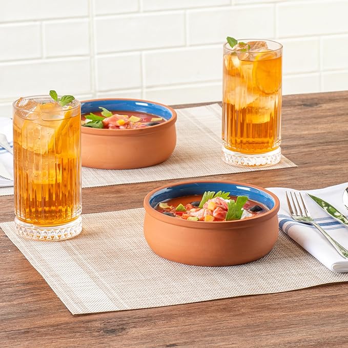 Restaurantware Terracotta Cazuela Bowls 2 Pack of 17 oz Durable Rustic Serving Dish Glazed Oven-Safe Bowl Freezer-Safe Tapas Dish Microwave-Safe Dishwasher-Safe