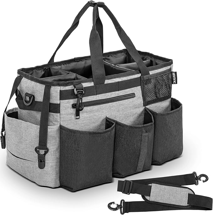 IBVIVIC Wearable Cleaning Caddy Bag for Cleaning Supplies,Large Capacity Cleaning Organizer Grey