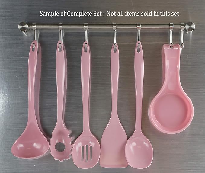 Reston Lloyd 100% Melamine Kitchen Utensil Set, Non Scratching Ladle, Spoon, Slotted Spoon & Spatula, Easy To Hold, Set of 4, Pink