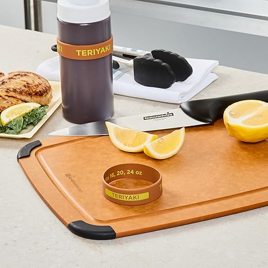 Restaurantware Silicone Squeeze Bottle Band 10 Count 2.75 Inch Dishwasher Safe Condiment Identification Band, Teriyaki Brown Non-Slip Label Band for Condiment Labeling at Restaurants, Food Trucks