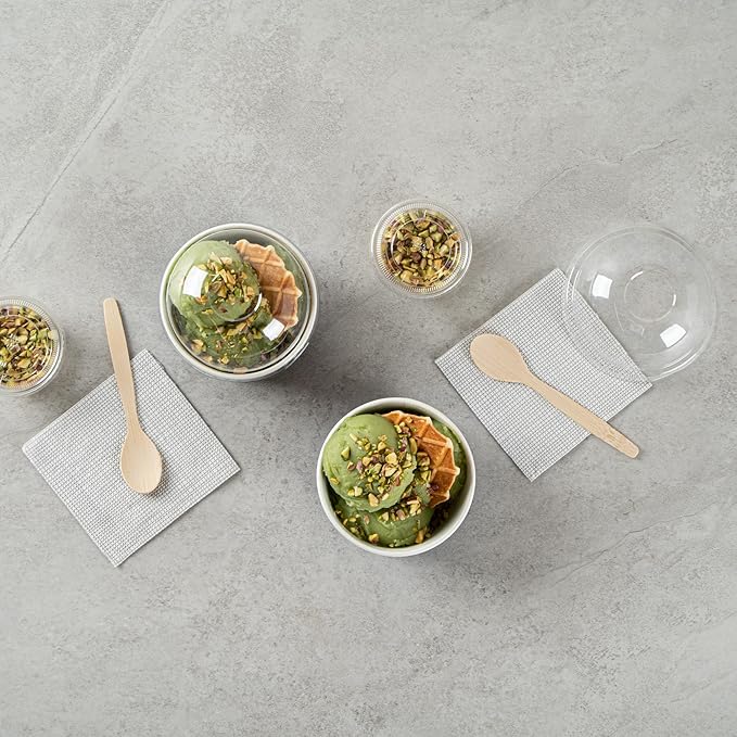 Restaurantware Coppetta 8 Ounce Dessert Cups, 50 Disposable Ice Cream Cups - Lids Sold Separately, Sturdy, Frenchie Paper FroYo Bowls, For Hot And Cold Foods, Perfect For Gelato Or Mousse