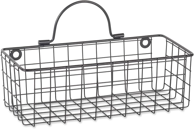 DII Farmhouse Vintage Décor, Wire Wall Basket, Assorted, Black, 2 Piece