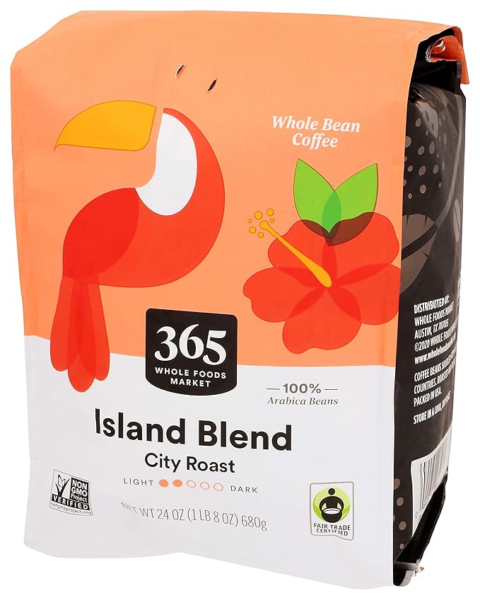 365 by Whole Foods Market, Island Blend Whole Bean Coffee, 24 Ounce (Pack of 2)