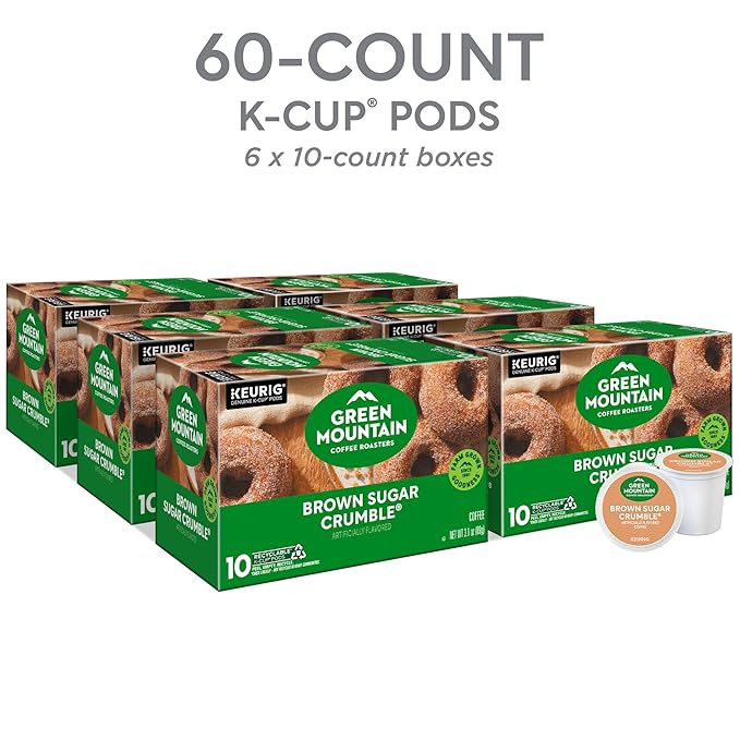 Green Mountain Coffee Roasters Brown Sugar Crumble Keurig Single-Serve K-Cup pods, Medium Roast Coffee, 60 Count (6 Packs of 10)