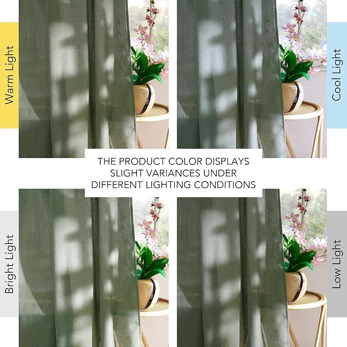 NICETOWN Forest Green Linen Door Curtains for French Door Windows, 26 x 68 Inch for Glass Window, Thermal Insulated Shade for Bedroom, 1 Panel