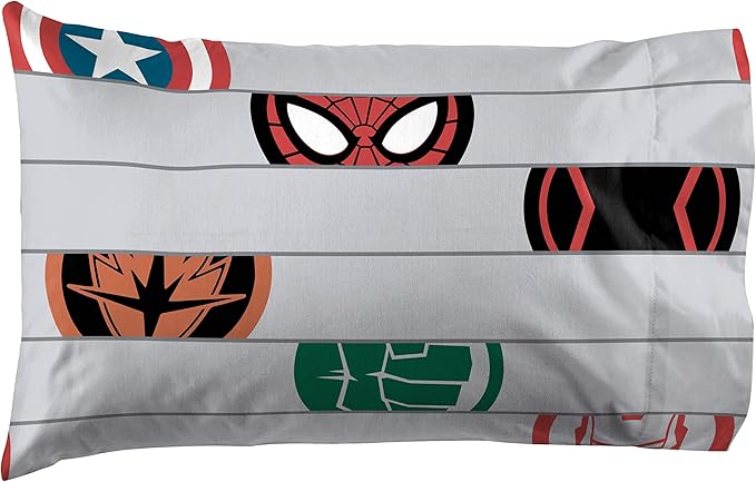 Jay Franco Kids Sheet Set with Fitted, Flat Sheets & Pillow Cover - Ultra-Soft Bedding with Pillowcase for Room Decor, Gray - Avengers, 4 Piece Queen